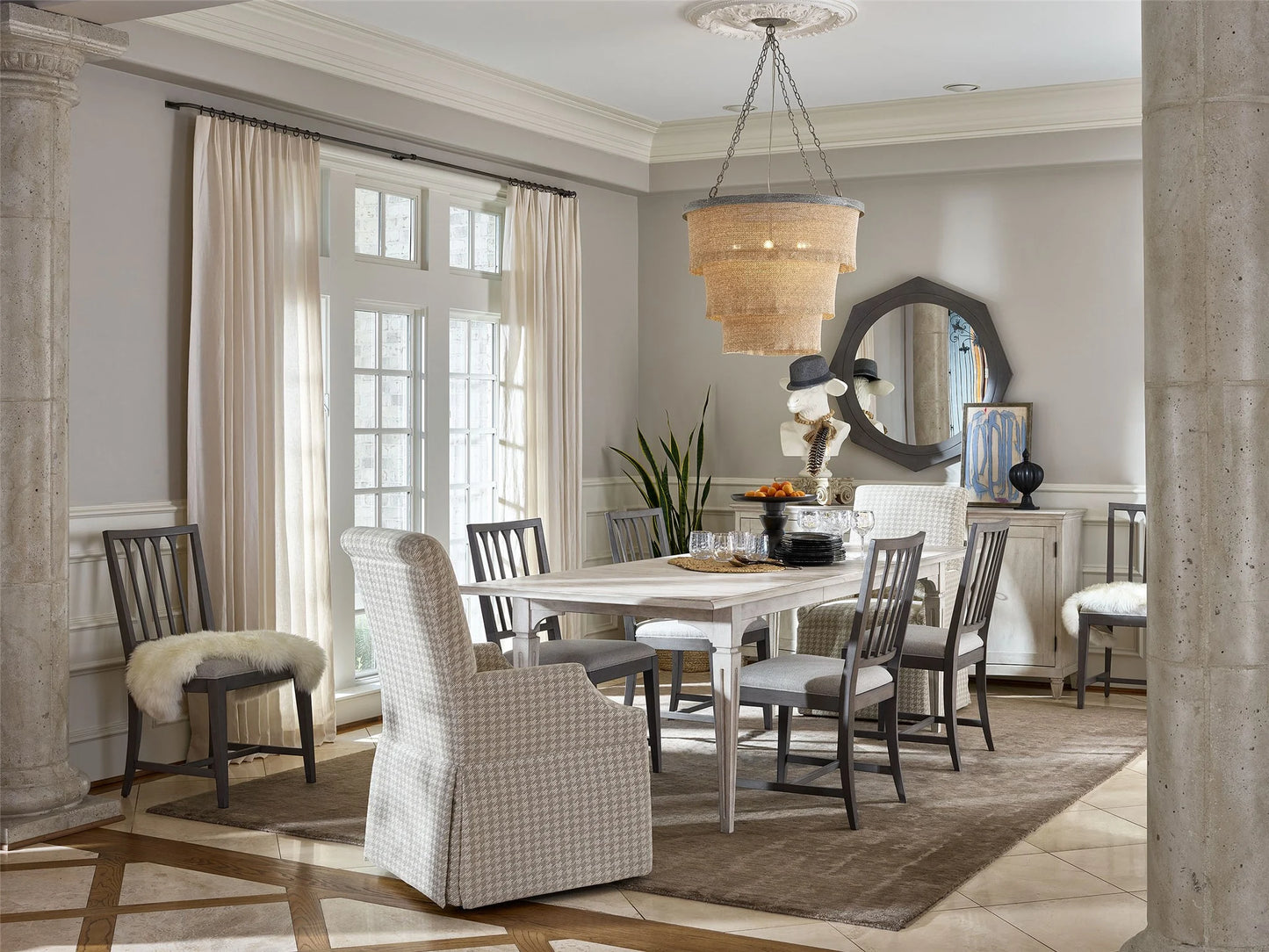 Slat Back Rectangular Dining Table