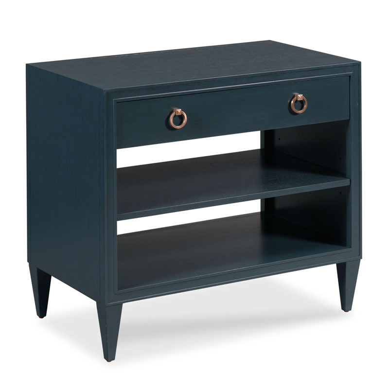 Woodbridge Furniture Ramsey Bedside Table 32 Inch 35 Navy Brushed Brass