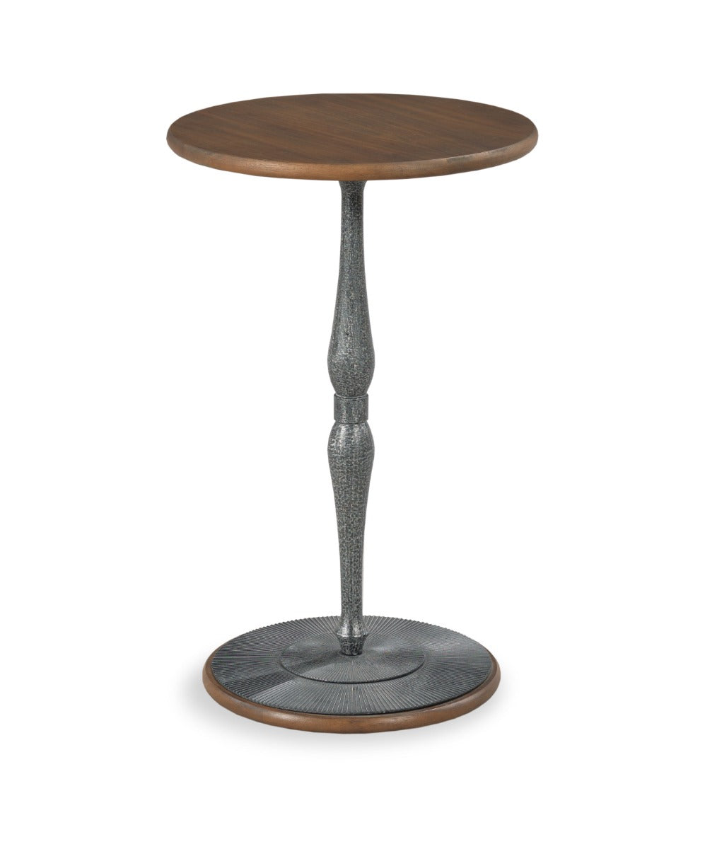 Rosa Drink Table 16 Inch Walnut Laurel Finish Hammered Steel Base