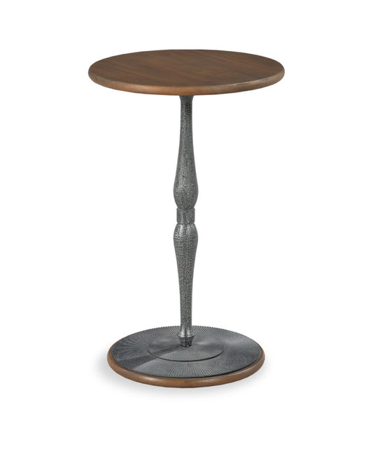 Rosa Drink Table 16 Inch Walnut Laurel Finish Hammered Steel Base