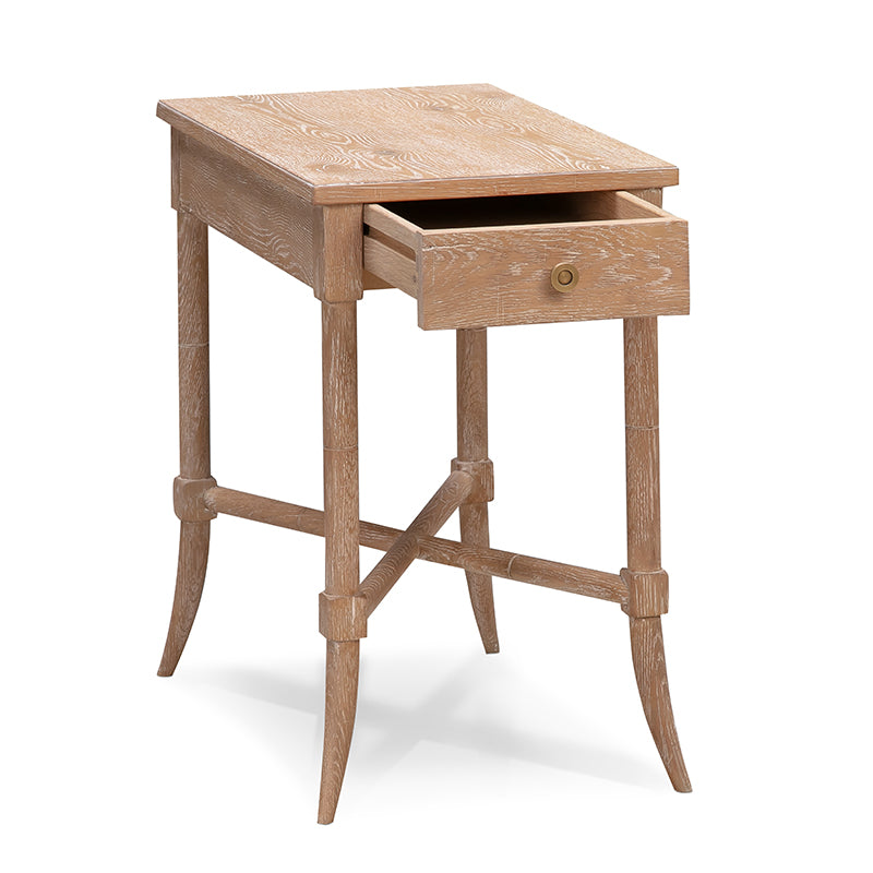 Woodbridge Furniture Tradd Drink Table 13 Inch Limewash Brass