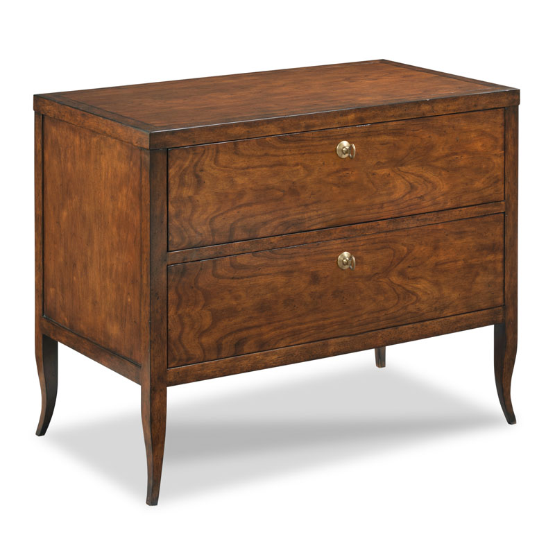 Sarah Bedside Chest 36 Inch Bordeaux Finish Brass