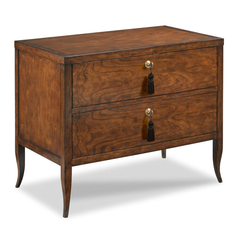 Sarah Bedside Chest 36 Inch Bordeaux Finish Brass