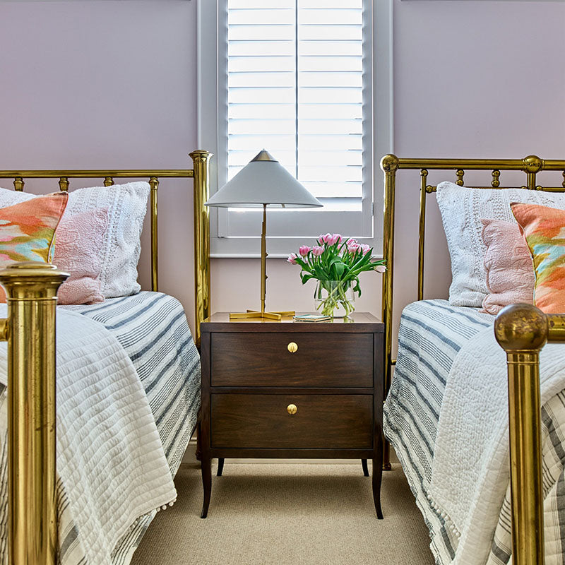 Petite Sarah Bedside Chest 28 Inch Mink Finish Brass