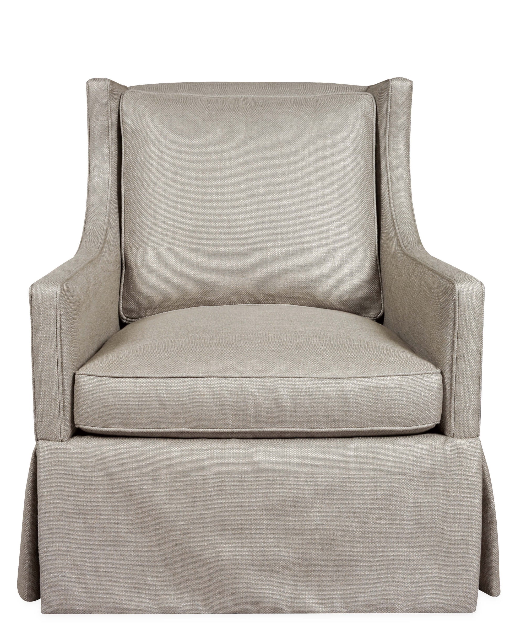 Lee Front Angle of Industries 1211-01SW Chair in a gray fabric with english arm. 