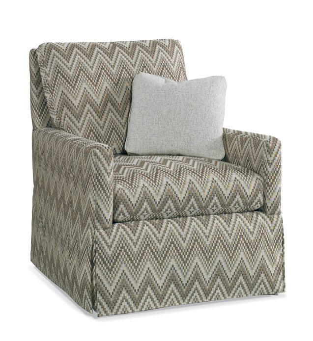 Sherrill Furniture 1578-1 Chair in a chevron fabric with track arm.  With gray accent pillow.