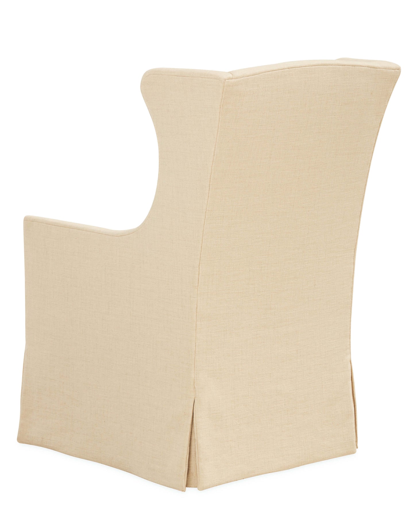 Back of Lee Industries Swivel Chair in a creme fabric with a track arm. 