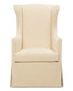 Front of Lee Industries Swivel Chair in a creme fabric with a track arm. 