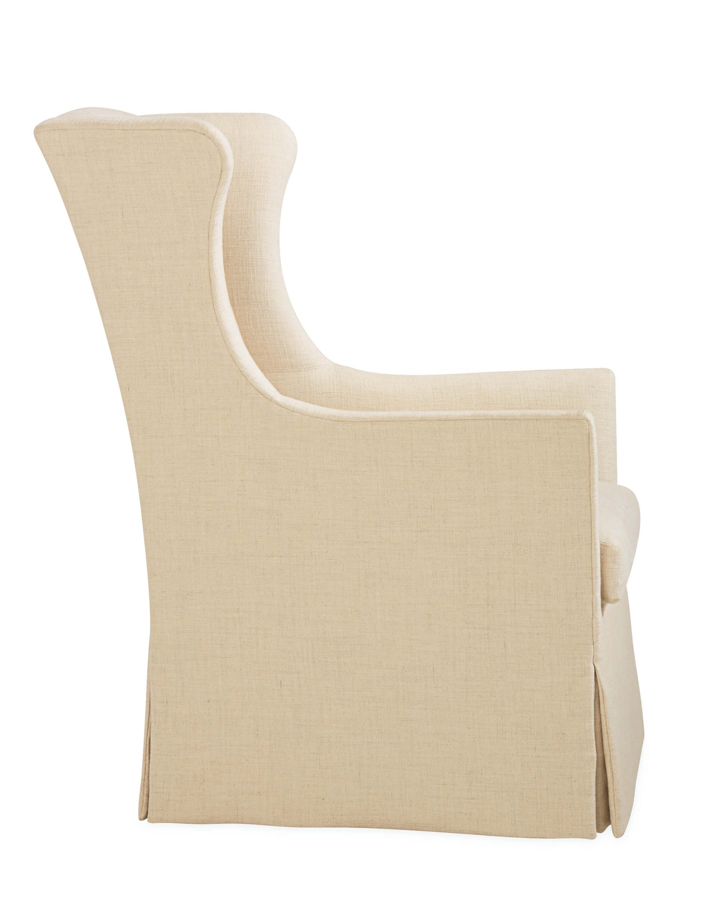 Side of Lee Industries Swivel Chair in a creme fabric with a track arm. 