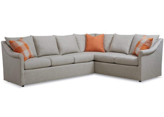 Sherrill Furniture 42 Series Sectional in a gray fabric with curved roll arm. 