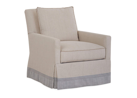Lee Industries 3907-41 Swivel Chair in a gray fabric with track arm. 