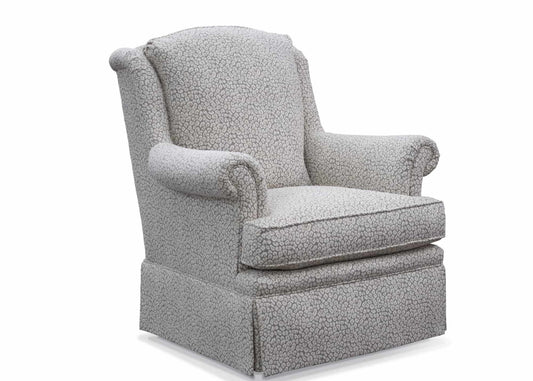 Sherrill Furniture 1330 Swivel Chair in a Gray leopard print fabric with roll arm. 