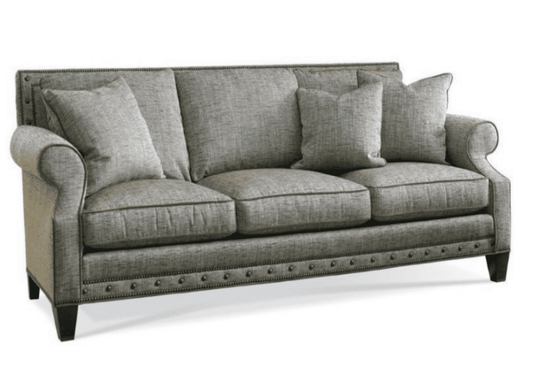 Sherrill Furniture 2361 Sofa in a gray fabric with roll arm. 