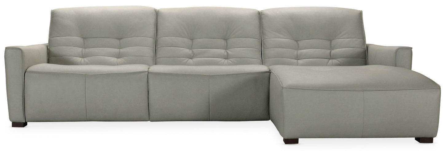 Reaux Power Recline Sofa w/ RAF Chaise w/2 Power Recliners